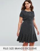 Closet Plus Spot Dress With Peplum Hem - Multi
