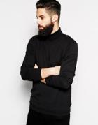 Asos Roll Neck Jumper In Black Cotton - Black