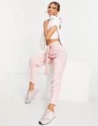 Asos Design Belted Tapered Linen Pants In Pink