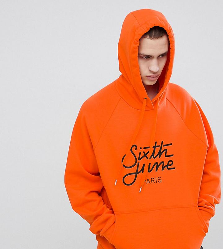 Sixth June Logo Hoodie In Orange Exclusive To Asos - Orange
