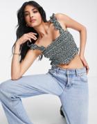 Lola May Shirred Crop Top In Floral Print - Part Of A Set-multi