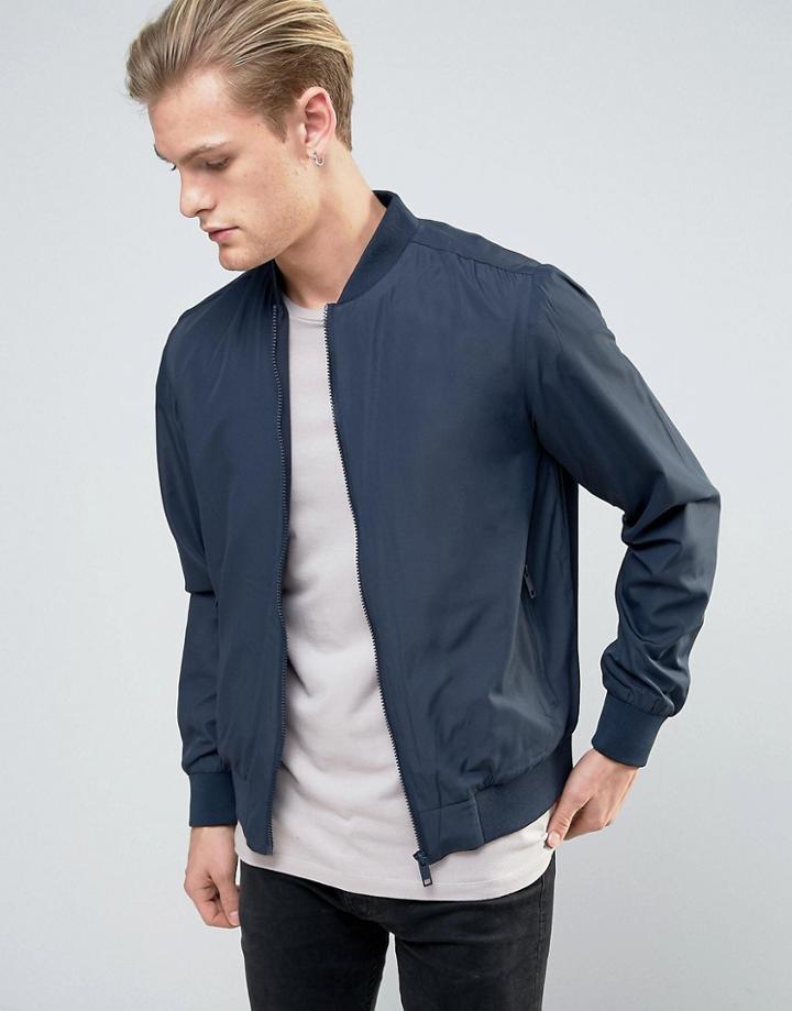 Brave Soul Lightweight Bomber Jacket - Navy
