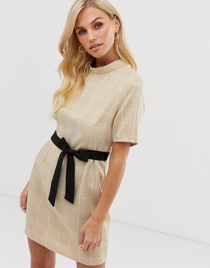 Unique21 High Neck Shift Dress-beige