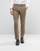 Gianni Feraud Brown Checked Slim Fit Suit Pants - Brown