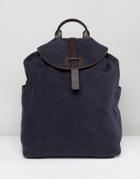 Paul Costelloe Canvas & Leather Backpack In Navy - Blue