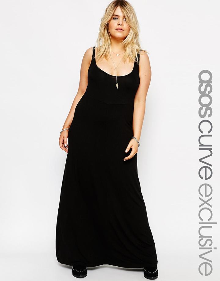 Asos Curve Easy Tank Maxi Dress - Black