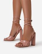 Ego Antonella Block Heel Sandals In Rose-neutral