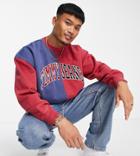 Tommy Jeans Exclusive Collegiate Capsule Loose Fit Sweatshirt In Spliced Red/blue-multi