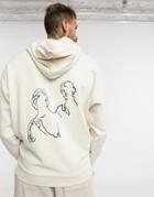 Asos Design Oversized Hoodie With Line Drawing Back Print-neutral