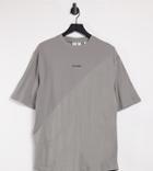 Collusion Unisex Oversized T-shirt In Tonal Cut & Sew-grey