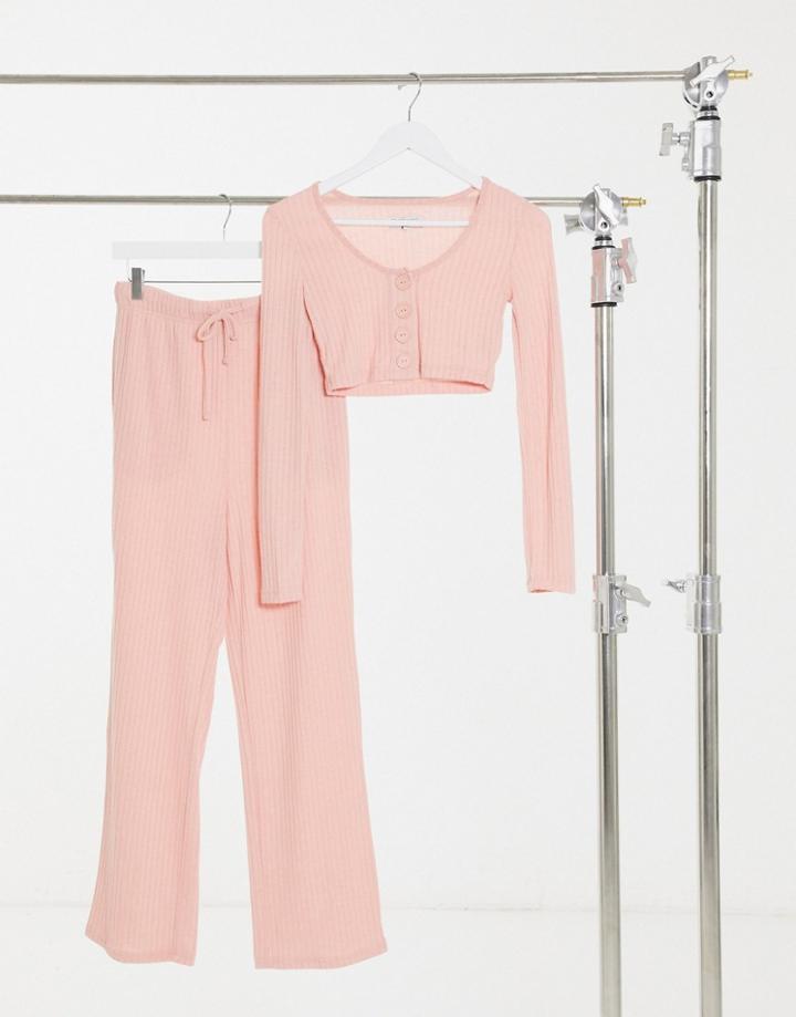 Brave Soul Noon Pants Waffle Set-pink