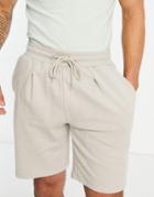 Asos Design Tapered Jersey Pleated Shorts In Gray - Part Of A Set-grey