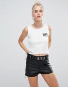 The Ragged Priest Nope Patch Crop Tank Top - White