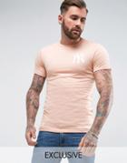 Majestic Longline Yankees T-shirt In Muscle Fit Exclusive To Asos - Pink
