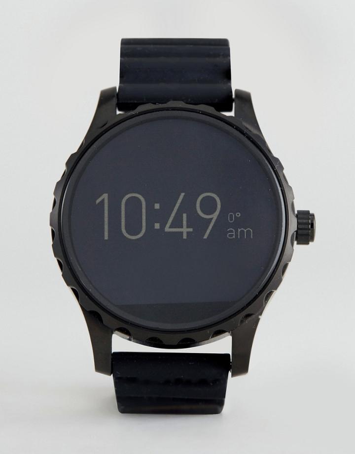 Fossil Marshal Leather Smart Watch In Black - Black
