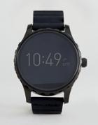 Fossil Marshal Leather Smart Watch In Black - Black