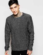 Cheap Monday Crew Sweater Curve Knit Black Melange - Black