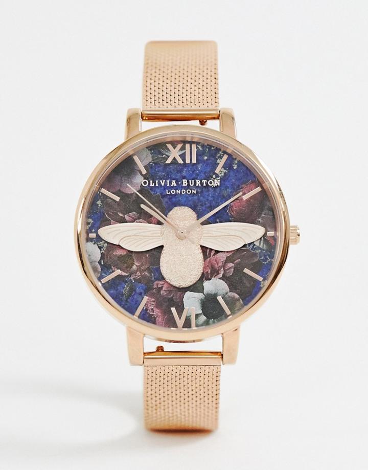 Olivia Burton Ob16sp11 Semi Precious Bee Boucle Mesh Watch - Gold