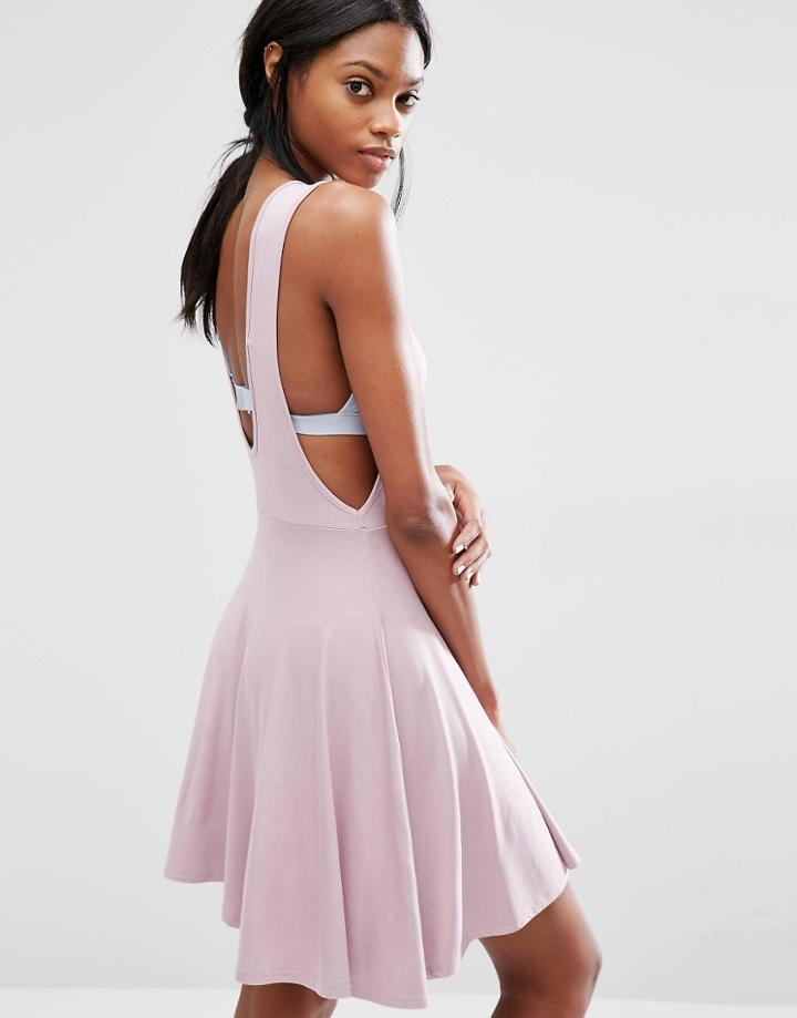 Missguided Drop Armhole Scoop Back Skater Dress - Mauve