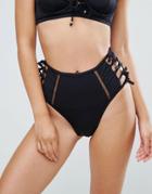 Lost Ink Ladder High Waist Bikini Bottom - Black