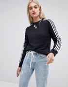 Adidas Originals Three Stripe Sweatshirt In Black