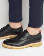 Zign Leather Crepe Sole Derby Shoes - Black