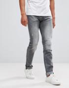 Jack & Jones Intelligence Jeans In Slim Fit Gray Distressed Denim - Gray