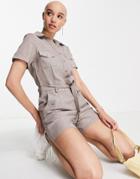 Qed London Utility Romper In Mink-neutral