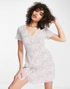 Missguided Button Through Tea Dress In Sprinkle Print-white