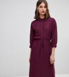 Warehouse Shirt Dress With Tie Waist In Purple - Purple