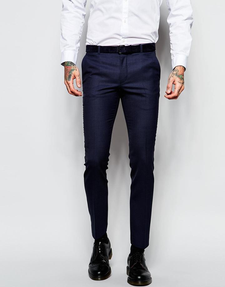 Heart & Dagger Suit Pants In Birdseye Fabric In Skinny Fit - Black