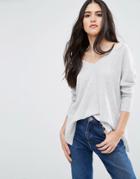 Subtle Luxury Life Essential Double V Sweater In Bordeaux - White
