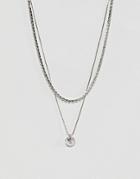 Aldo Silver Multi Layer Embellished Necklace - Silver