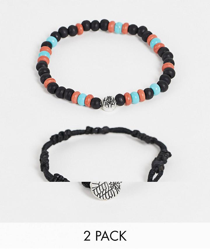 Classics 77 Cord And Beaded 2 Pack Bracelet Set In Black