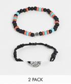Classics 77 Cord And Beaded 2 Pack Bracelet Set In Black