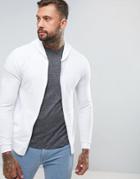 Asos Lightweight Muscle Zip Up Hoodie In White - White