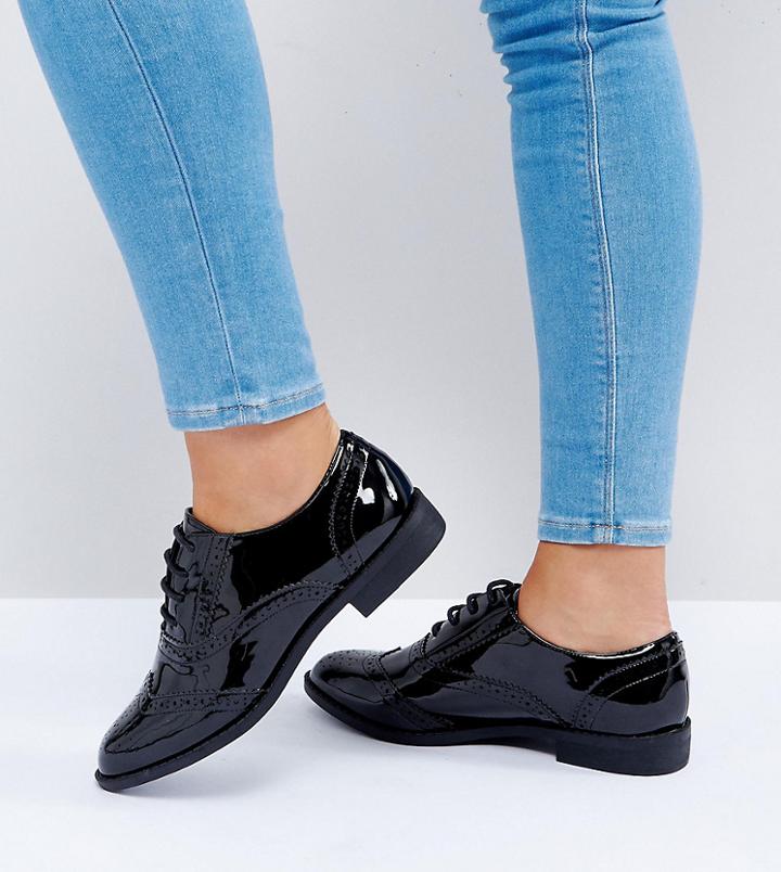 Asos Manic Wide Fit Flat Brogues - Black