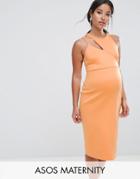 Asos Maternity Scuba Cut Out Asymmetric Dress - Orange