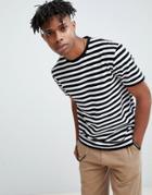 Asos Design Striped Relaxed T-shirt In Velour - Multi