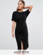 Asos Petite Smart Woven Dress With V Back And Split Front - Black