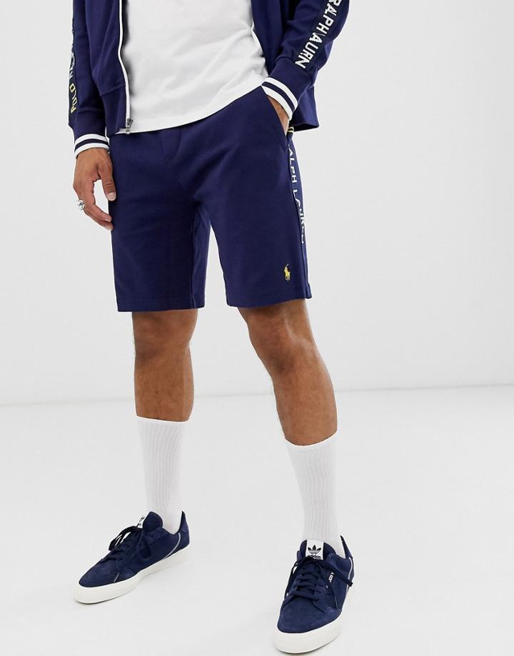 Polo Ralph Lauren Taped And Icon Logo Tricot Track Shorts In Navy