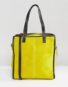 Asos Large Suede Boxy Shopper Bag With Detachable Strap - Yellow