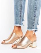 New Look Metallic Low Heeled Mule - Gold