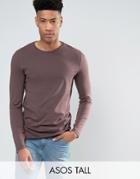Asos Tall Long Sleeve T-shirt In Purple - Brown