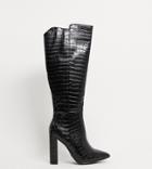 Glamorous Wide Fit Over The Knee Boots In Black Croc