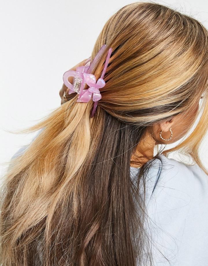 Asos Design Hair Claw With Butterfly Detail In Pink