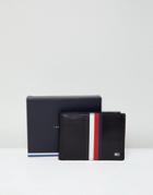 Tommy Hilfiger Icon Stripe Leather Wallet With Coin Pocket In Black - Black