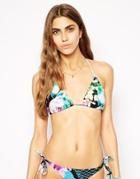 Talulah Heart Line Triangle Bikini Top - Tropical Print