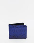 Asos Wallet With Snakeskin Effect And Contrast Internal - Blue