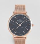 Limit Mesh Watch With Marble Face In Rose Gold 38mm Exclusive To Asos - Pink